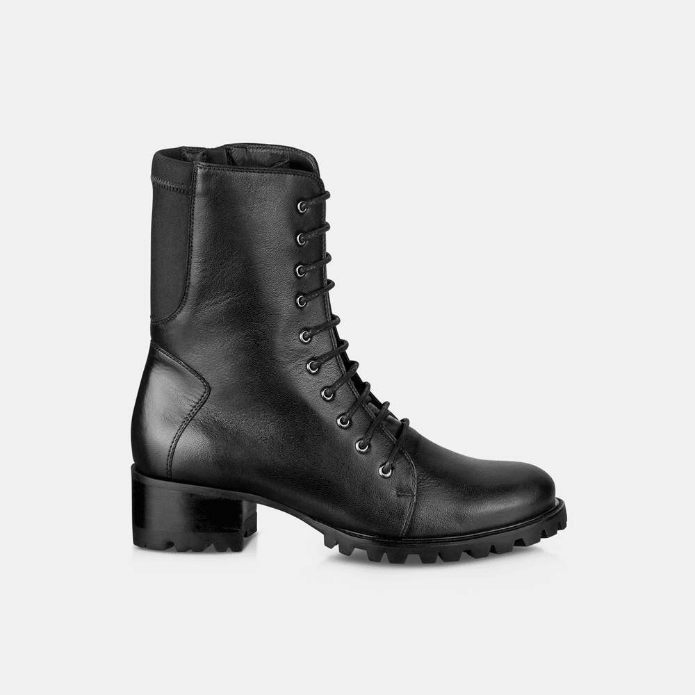 Bota Coturno Feminina Couro Preta