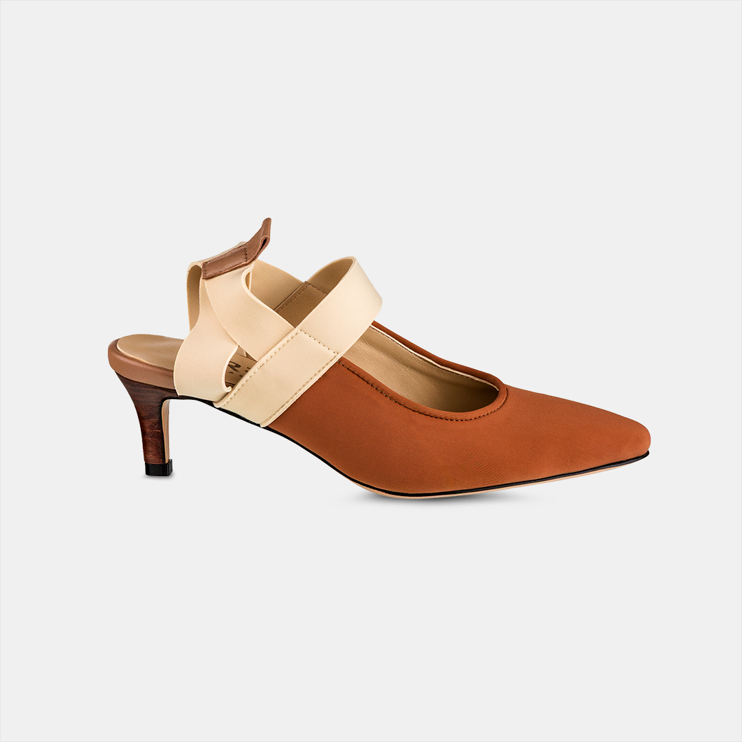 Scarpin Elastano Bicolor Terracota