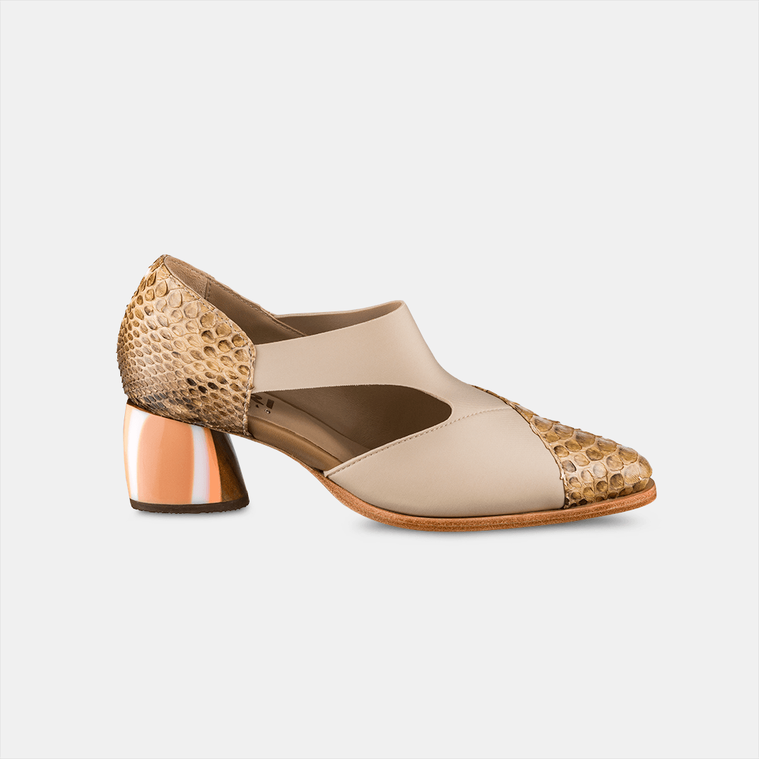 Scarpin Elastano Python Salto Acrílico