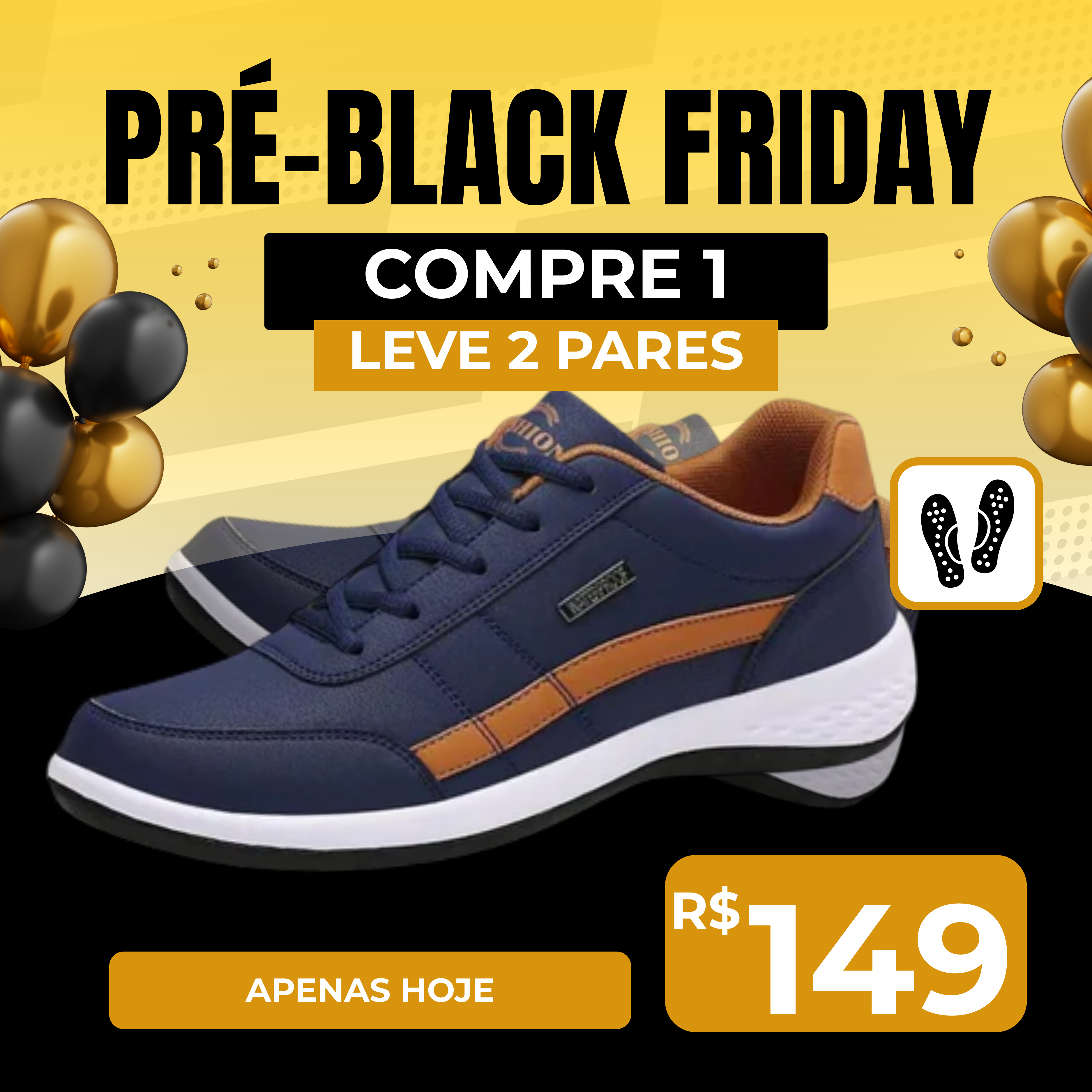 [PAGUE 1 e LEVE 2] Pisa Leve™ – Tênis Ortopédico Ergonômico e Confortável Unissex